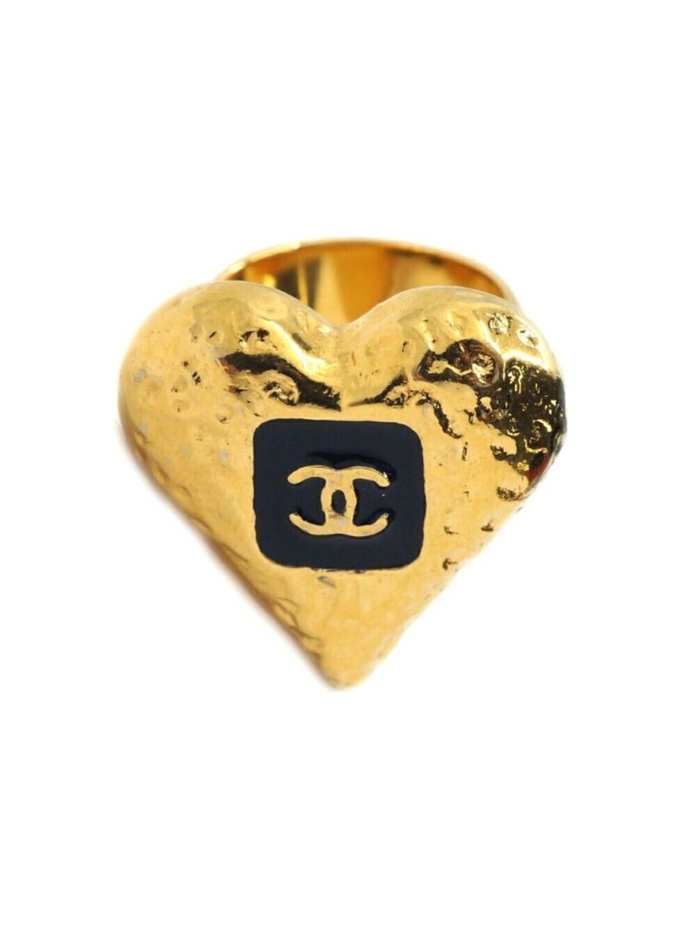 Chanel Ring Heart Metal Gold